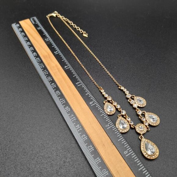 Carolee Rhinestone Pendant Necklace, Light Green Clear Rhinestones, 17 1/2 Inch - Picture 6 of 9